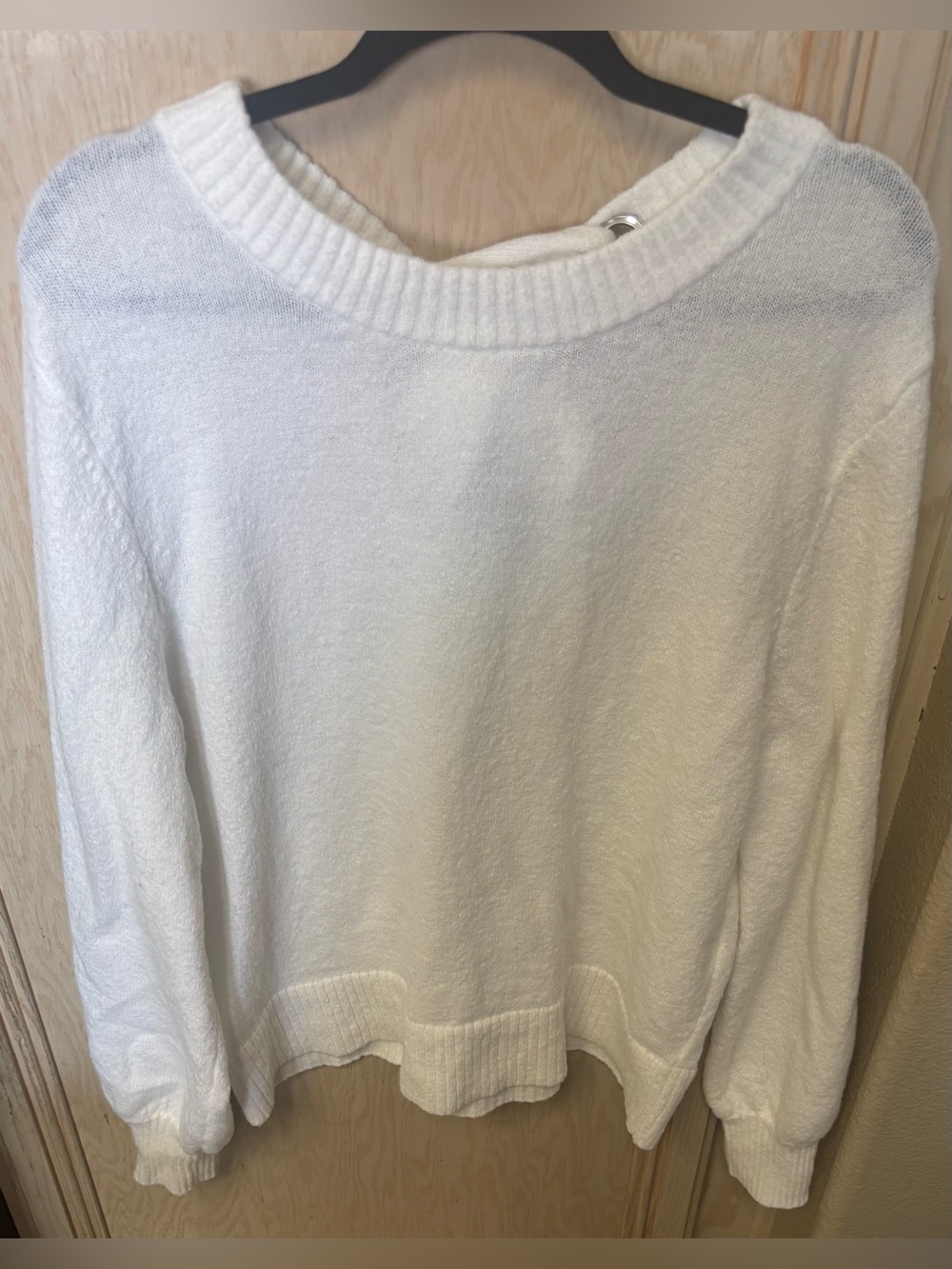 French Connection Womens Large White Ivory Balloon Sleeve Sweater Wool Blend